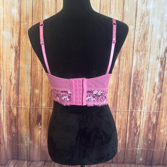 Adored by Adore Me Women’s Pink Floral Underwire Longline Lace Bra Size 36D - Picture 3 of 8